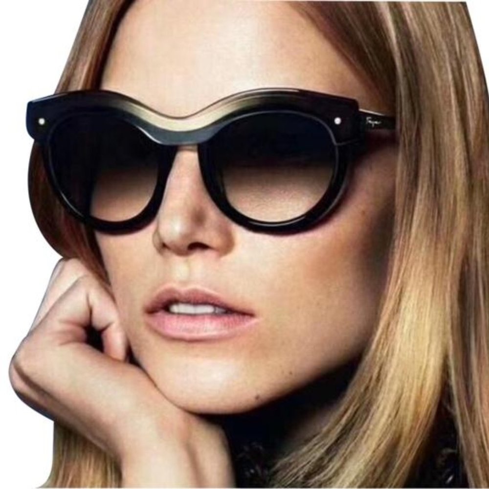 Salvatore Ferragamo Cat Eye Sunglasses Women SF774S 020 Black Gradient NWOT